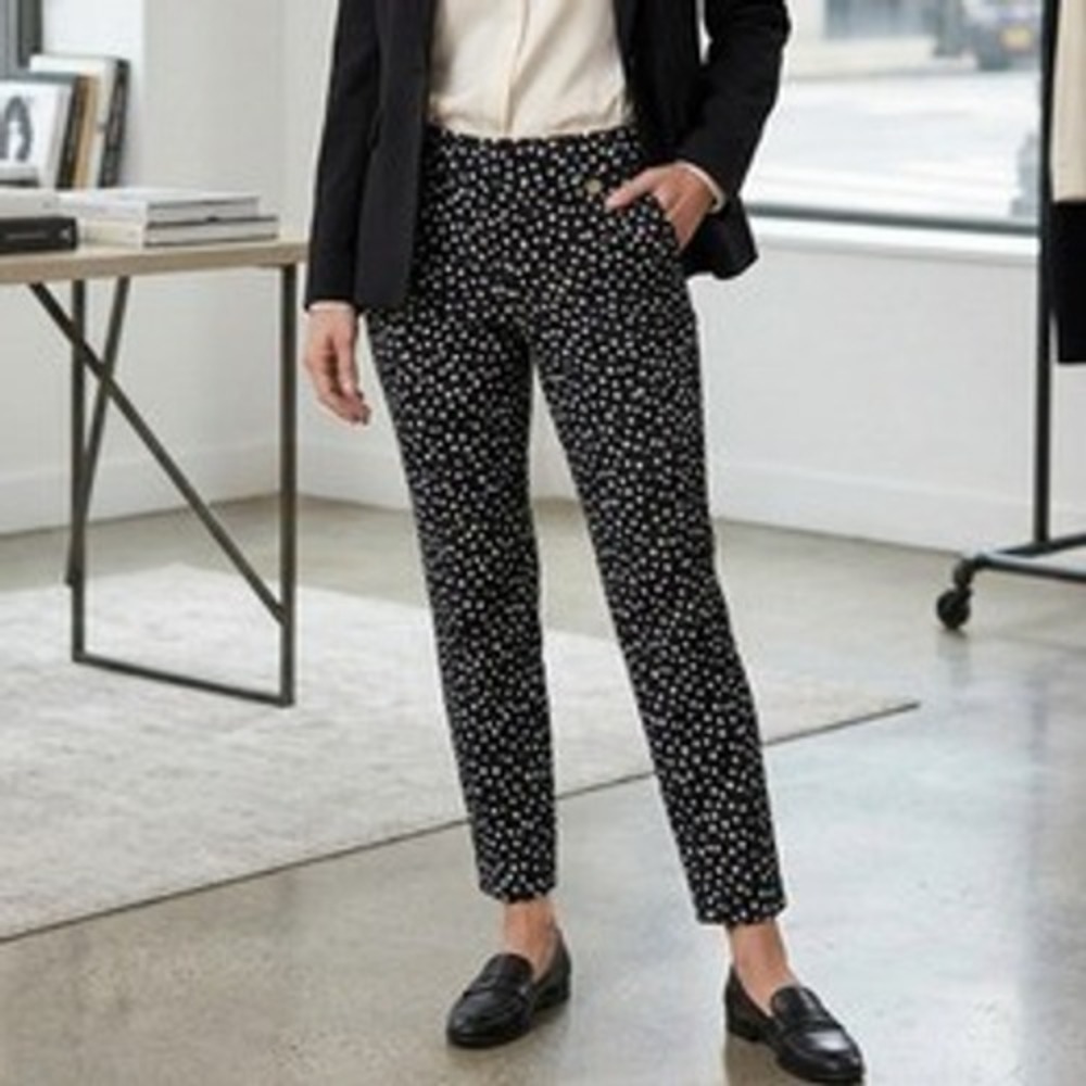 Ellen Tracy Black White Abstract Dot Print Slim Ankle Dress Pants Size‎ 6